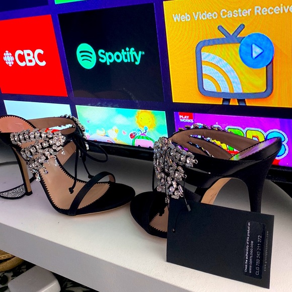 BNIB stunning satin and crystal mules by Giuseppe Zanotti. Never worn! - Picture 8 of 9